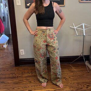 Vintage 80s Ralph Lauren Floral Linen Pants